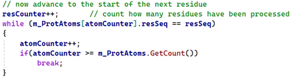 Updating the atomCounter to point to the next residue.
