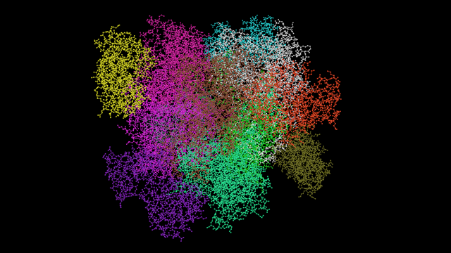 Colour by chain with atoms shown and override colour on.