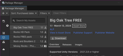List of available assets